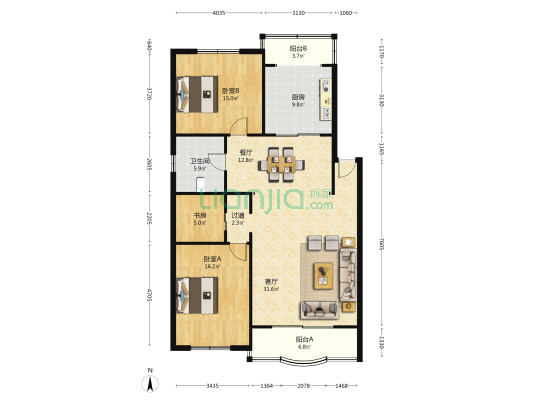 凯兴苑 3室2厅1卫 127平方