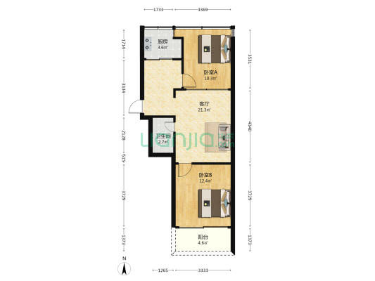 融侨路39号 2室1厅1卫 61平方