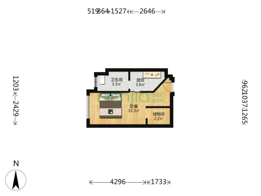 金地金城领峯 1室0厅1卫 37平方