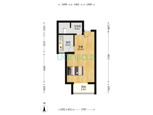 紫贵御园 1室0厅1卫 63平方