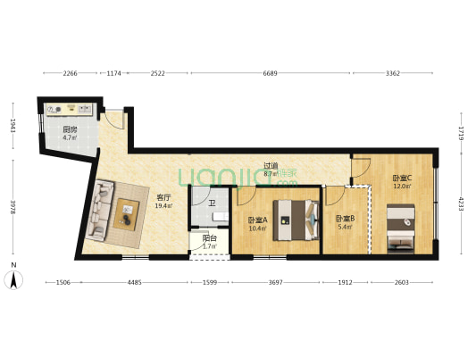 东堤路 3室1厅1卫 89平方