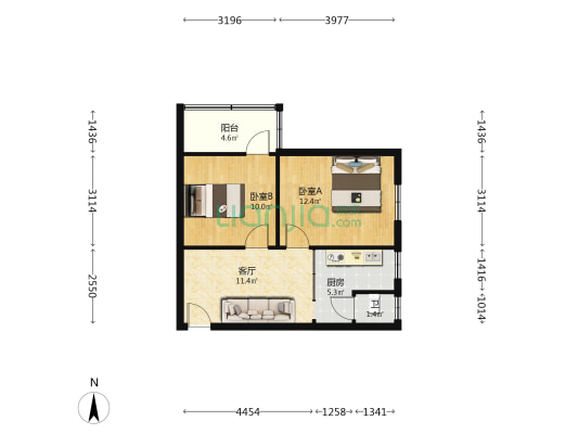 三民东路119号 2室1厅1卫 56平方