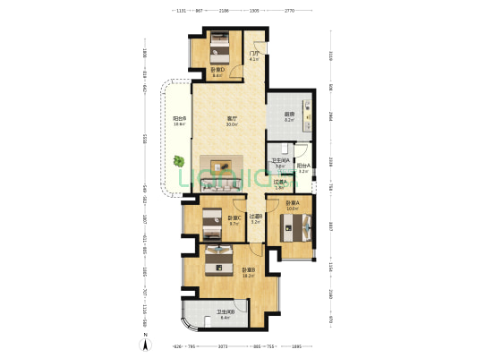 新希望D10天际 4室1厅2卫 139平方