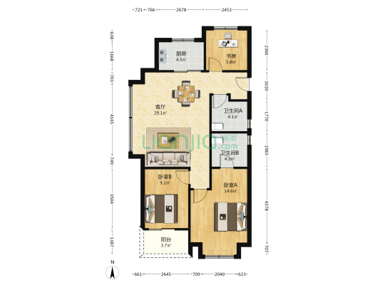 文宸望府 3室1厅2卫 98平方