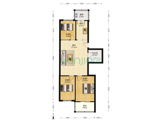 蔬菜站宿舍 3室2厅1卫 93平方