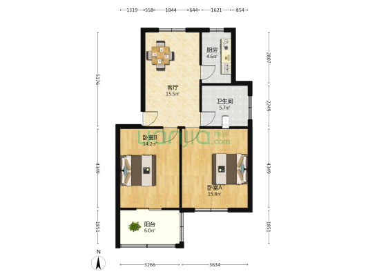 常乐苑 2室1厅1卫 76平方
