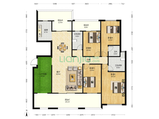 喜洲二期 4室1厅3卫 172平方