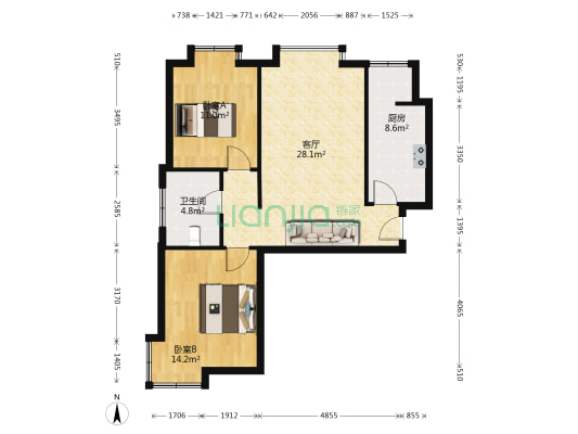 宝业馨苑 2室1厅1卫 84平方