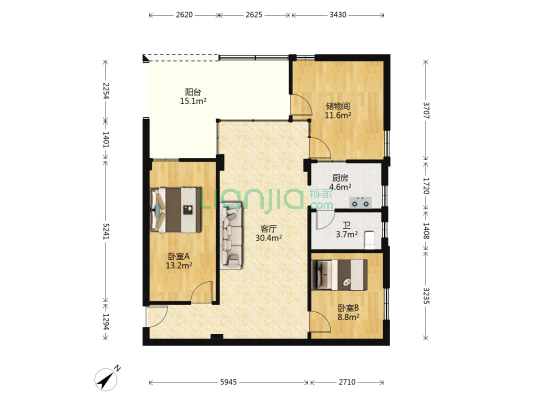 三友商住楼 2室1厅1卫 77平方