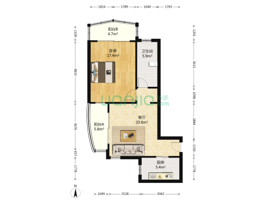 申江新苑 1室1厅1卫 71平方
