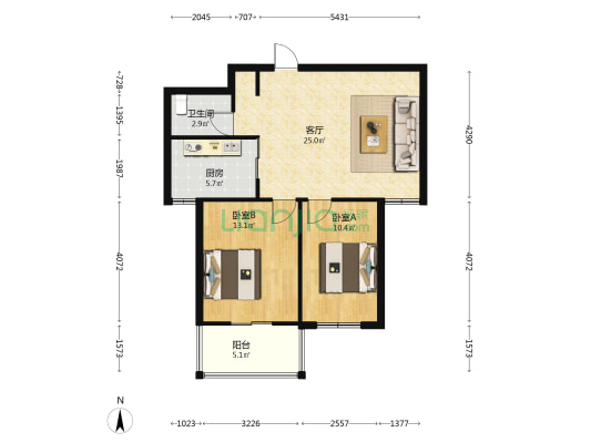 安平小区 2室1厅1卫 77平方