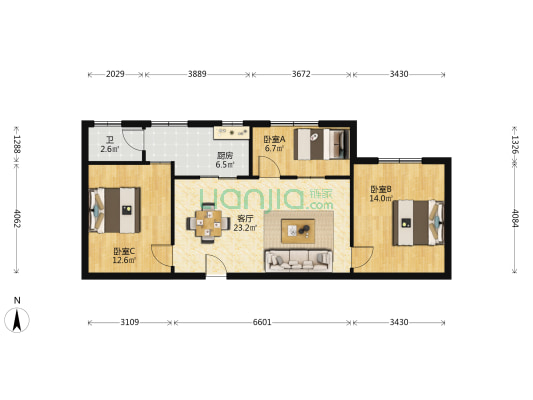 江边路二巷 3室1厅1卫 73平方