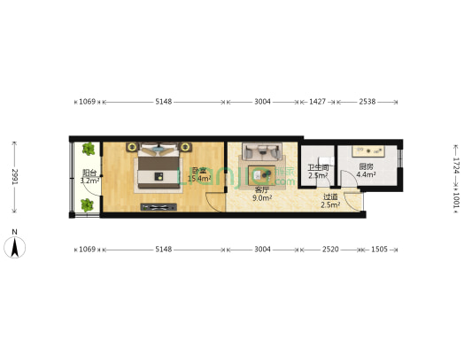 临潼西里 1室1厅1卫 34平方