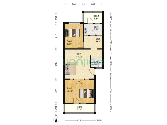 青年路80号 2室1厅1卫 71平方