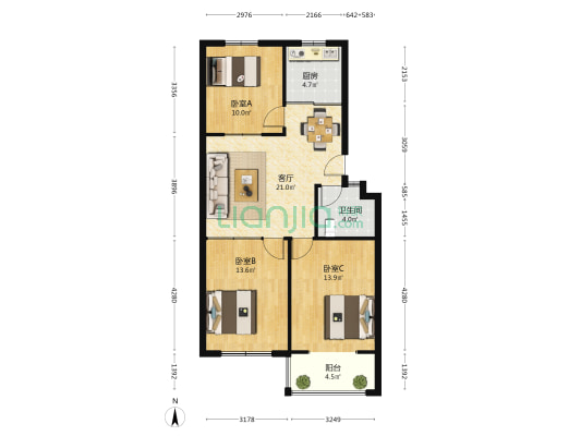 玫瑰园(昌乐县) 3室1厅1卫 93平方