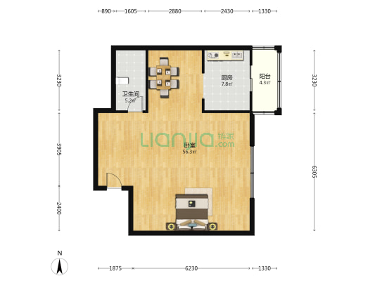 南马公寓 1室0厅1卫 300平方