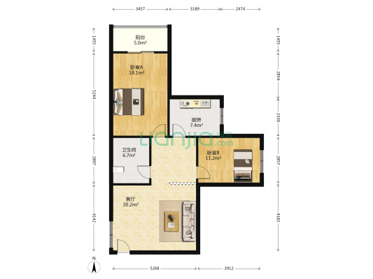 福景家园 2室1厅1卫 94平方