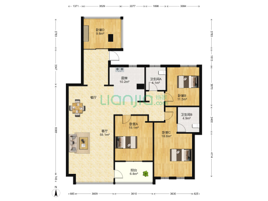 龙苑澜岸 4室1厅2卫 141平方