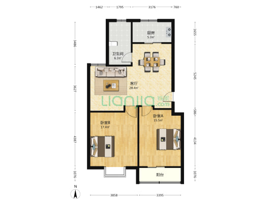 江厍东路366号 2室1厅1卫 98平方