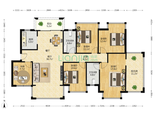 威宁首府 5室1厅2卫 143平方