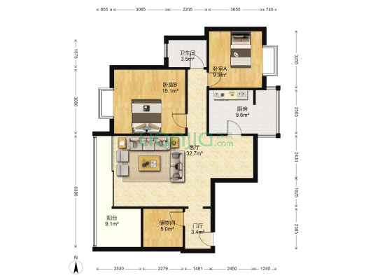 朋城远界 2室1厅1卫 89平方