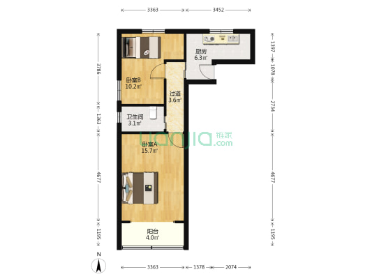 中农小区 2室0厅1卫 53平方
