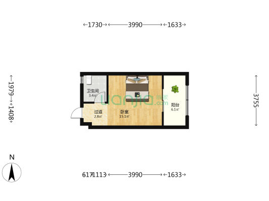 虹桥生活港 1室0厅1卫 34平方