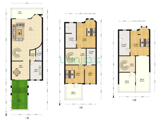联发瞰青墅 3室2厅4卫 269平方
