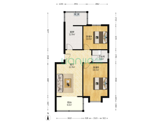 地震局生活小区 2室1厅1卫 65平方