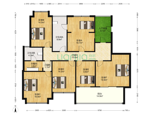 中天长岭阳光 6室0厅2卫 166平方
