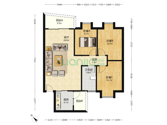 景湖小区教师村 3室1厅1卫 98平方