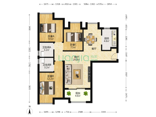 特房朗玥公馆 3室1厅2卫 102平方