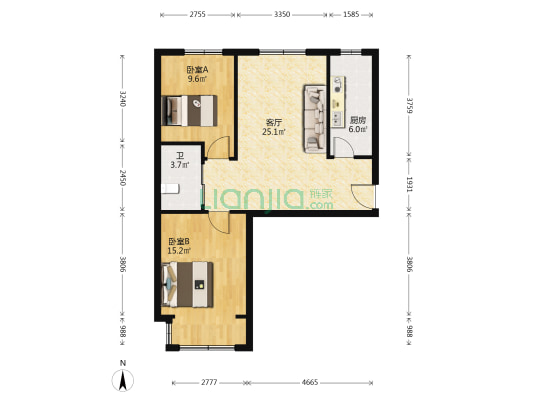 旭安园 2室1厅1卫 93平方