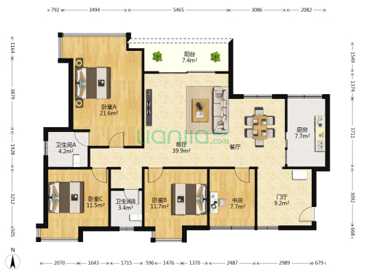 半岛·半山 4室1厅2卫 136平方