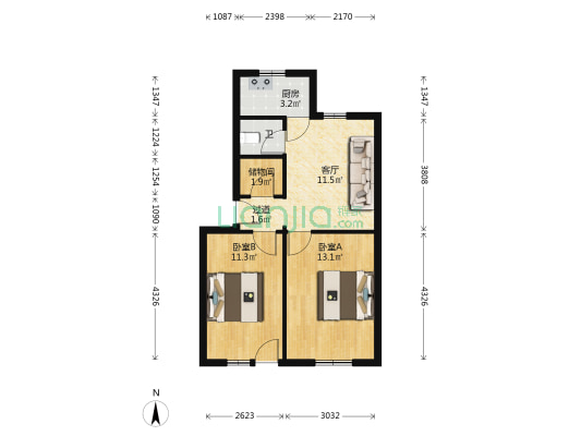 建筑新村 2室1厅1卫 58平方