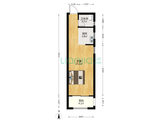 保利金香槟 1室0厅1卫 45平方