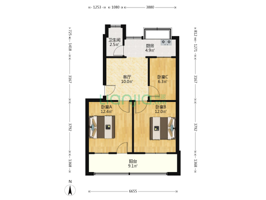 5710朝阳路院 3室1厅1卫 66平方