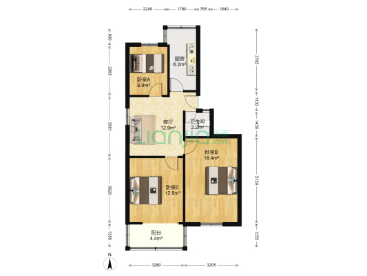 苏堤路 3室1厅1卫 73平方