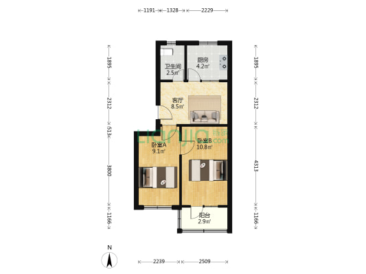 孙家街 2室1厅1卫 52平方