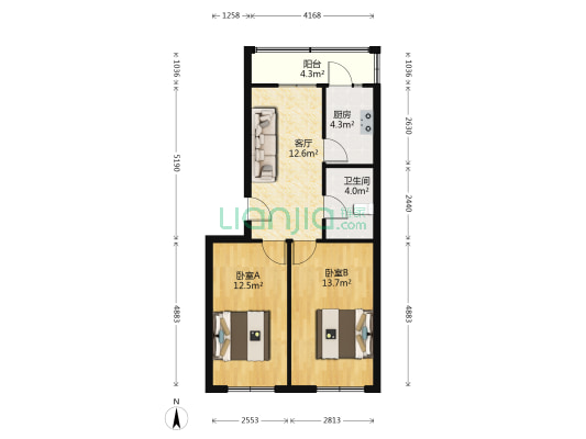 聋哑学校家属楼 2室1厅1卫 70平方