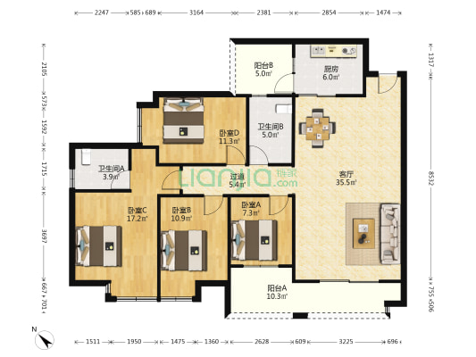 南浦苑 4室1厅2卫 136平方
