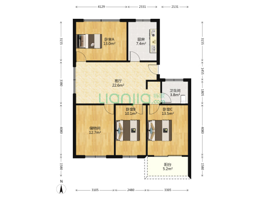 滨河嘉苑 3室1厅1卫 103平方