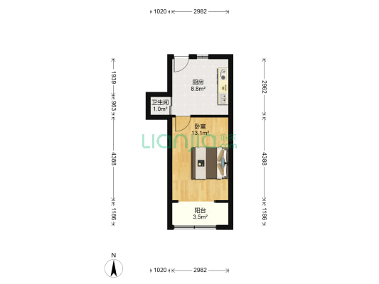 健康路48号 1室0厅1卫 33平方