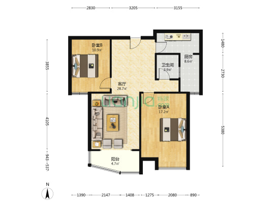 御景园园林社区，买一层带一层，下沉式庭院-户型图