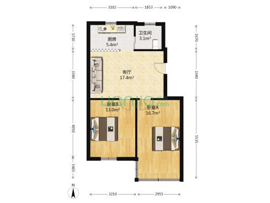 精工新村 2室1厅1卫 67平方