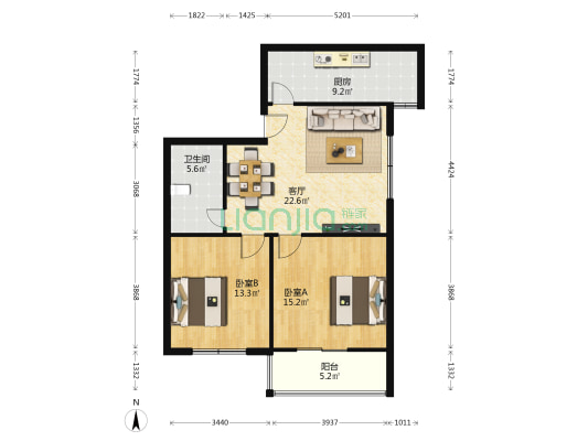 祭台小区 2室1厅1卫 93平方