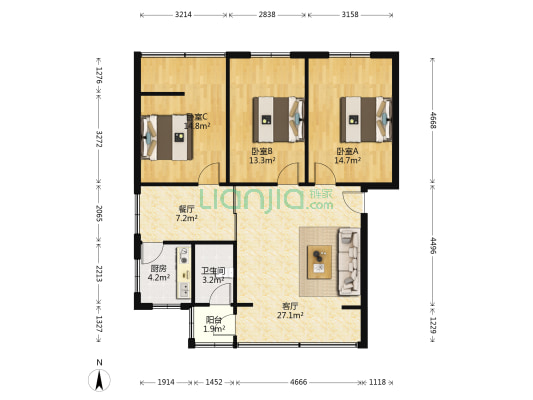双流水务局宿舍 3室2厅1卫 78平方