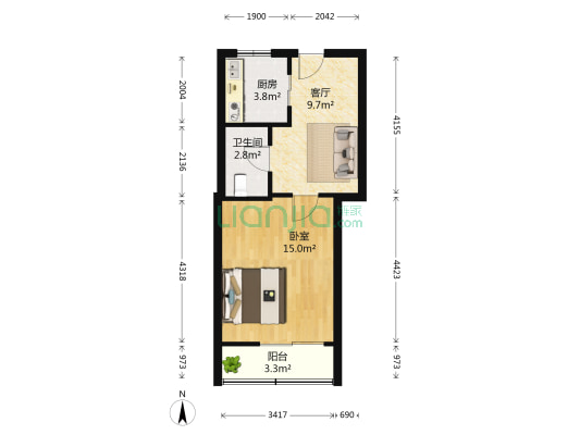 辽源路 1室1厅1卫 45平方