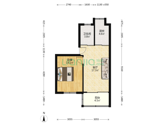 玉琳路 1室1厅1卫 54平方