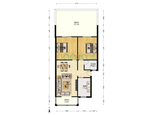 蓝天小区(龙泉驿) 2室1厅1卫 89平方